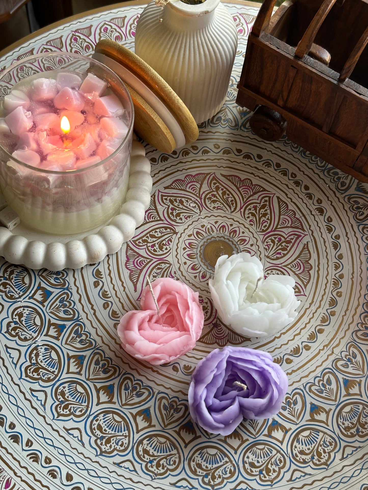 mini heart flower candle