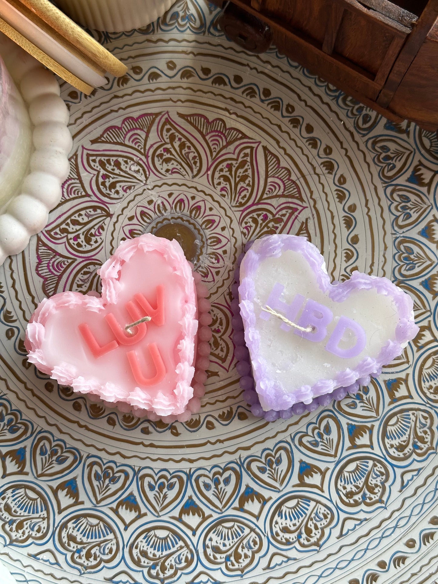 heart cake candle