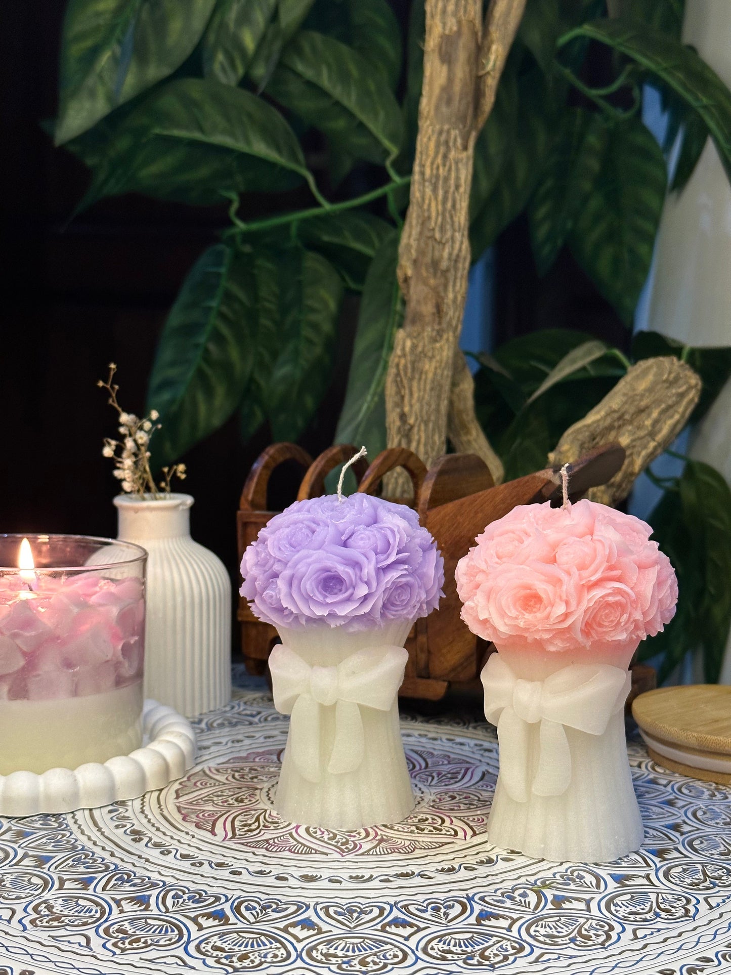 rose bouquet candle