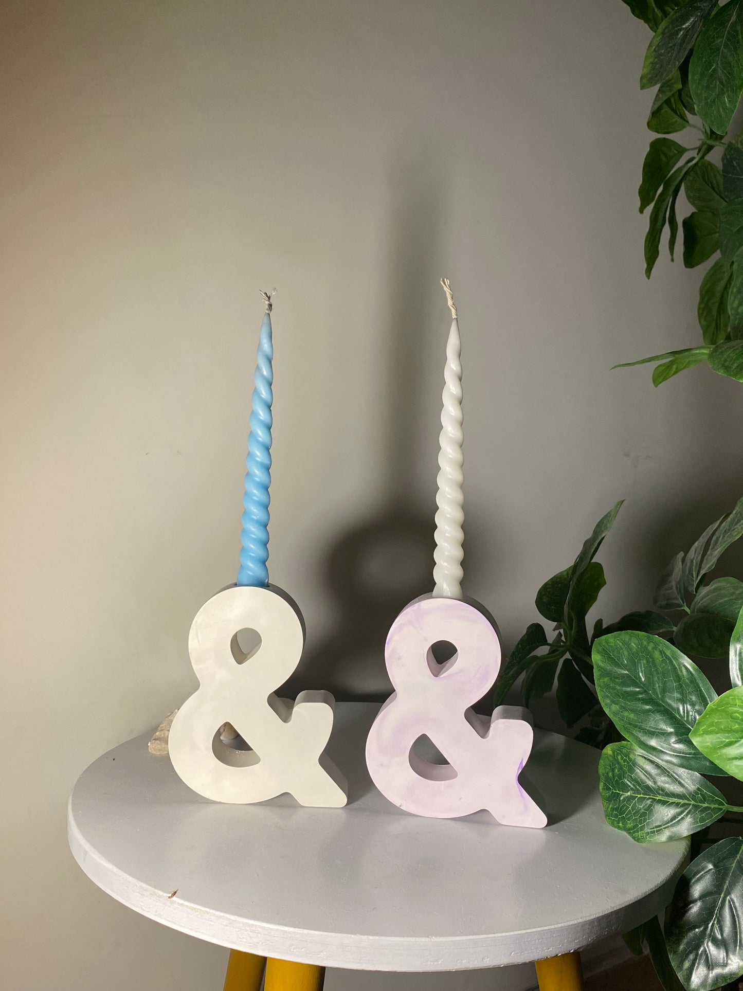 “&” candle stand